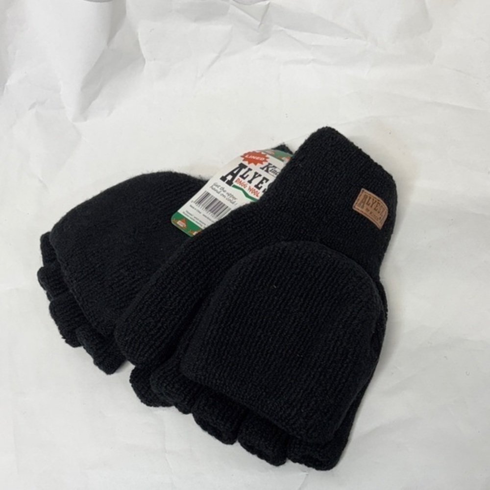 Kinkco Alyeska ragg wool grip fold down mitten lined glove size large